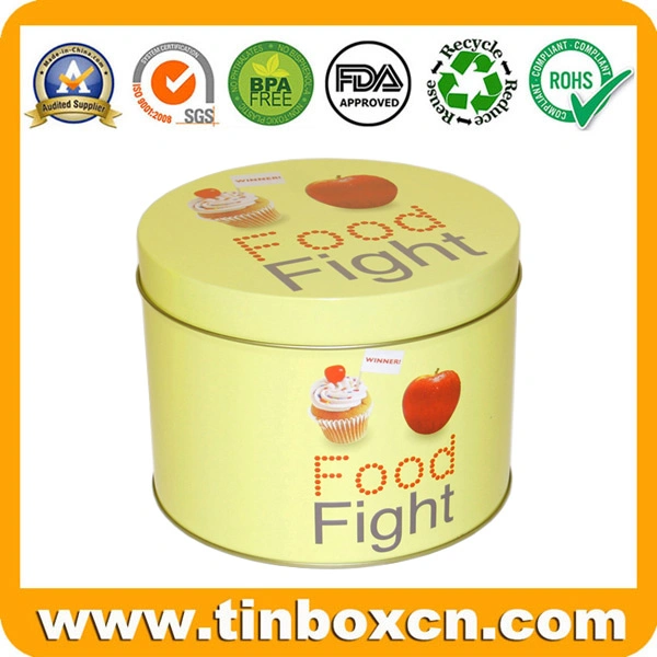 Round Metal Tin Food Packaging for Chocolate Candy Biscuit Cookies
