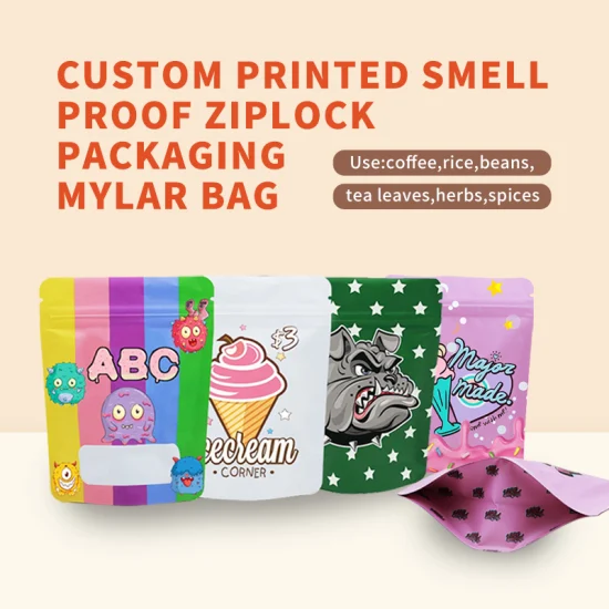 Custom Printed Reusable Plastic Heat Seal Mini Ziplock Baggies Stand up Pouch 3.5 G Resealable Smell Proof Mylar Bags