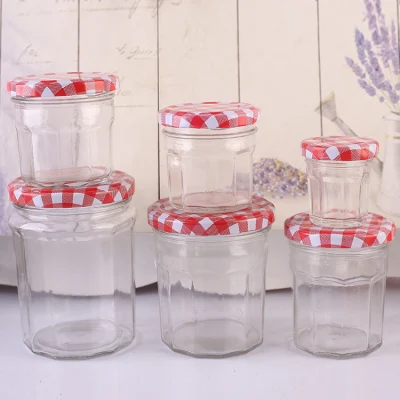 Clear Empty Food Storage Glass Jar Caviar Jelly Jam Pickle Container Packaging Bottle Glass for Honey with Metal Lid