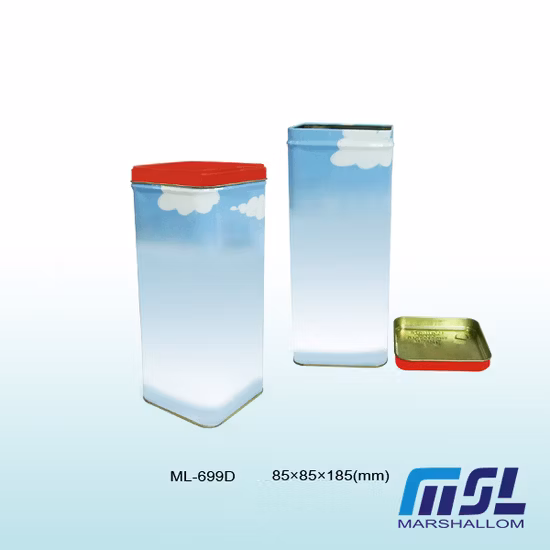 Square Metal Tin Box Tea Packaging for Food Tea Caddy