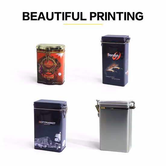 Custom Rectangular Food Tin Box Metal Round Coffee Tea Tin Can Canister Tin Jar Packaging